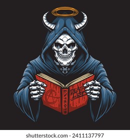 grim reaper holding book vector