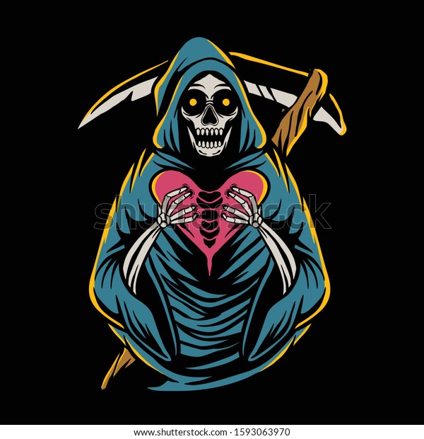 Grim Reaper Holding Heart Sign Vector Stock Vector (Royalty Free ...