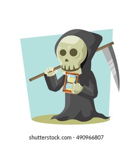 grim reaper holding hourglass and reaper