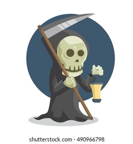 grim reaper holding lamp