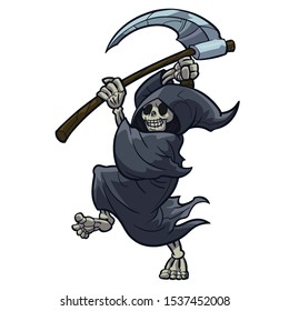 Grim reaper holding schyte cartoon vector