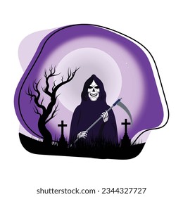 Grim reaper holding a scythe flat icon 