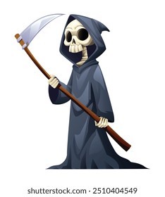 Grim Reaper hält eine Sense. Vektorcartoon, Zeichengrafik