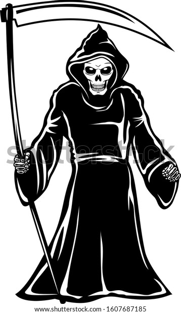 Grim Reaper Holding Scythe Vector Cartoon Stock Vector (Royalty Free ...