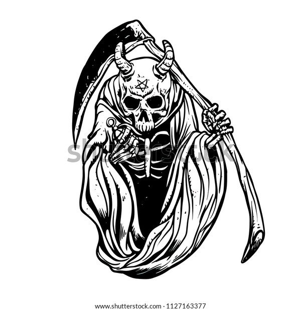 Grim Reaper Horns Grenades Vector Logo Stock Vector (Royalty Free ...
