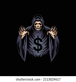 grim reaper horror illustration vector design