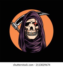 grim reaper horror illustration vector design