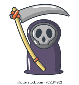 Grim reaper icon. Cartoon illustration of grim reaper vector icon for web