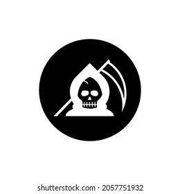 Grim reaper icon circle background black color editable. angel of death icon.