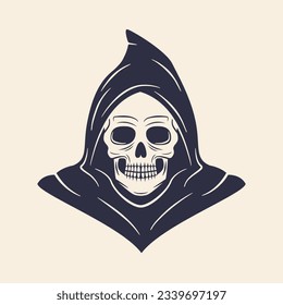 Grim reaper icon. Death icon isolated on white background. Print for t-shirt, typography. Vector illustration