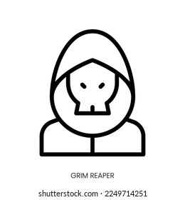 grim reaper icon. Line Art Style Design Isolated On White Background