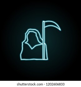 grim Reaper icon in neon style. Simple outline vector of halloween set for UI and UX, website or mobile application