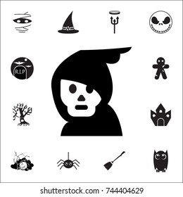 Grim Reaper icon. Set of Halloween icons on white background