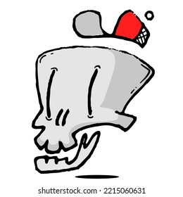 Grim reaper illustration. Cartoon  Halloween funny skull isolated on white background. Great for icon or tattoo