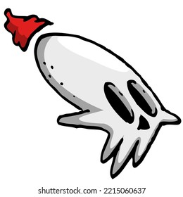 Grim reaper illustration. Cartoon  Halloween funny skull isolated on white background. Great for icon or tattoo