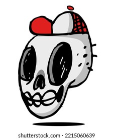 Grim reaper illustration. Cartoon  Halloween funny skull isolated on white background. Great for icon or tattoo