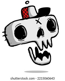 Grim reaper illustration. Cartoon  Halloween funny skull isolated on white background. Great for icon or tattoo