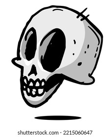 Grim reaper illustration. Cartoon  Halloween funny skull isolated on white background. Great for icon or tattoo