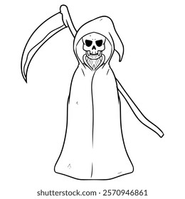 grim reaper illustration hand drawn outline vector