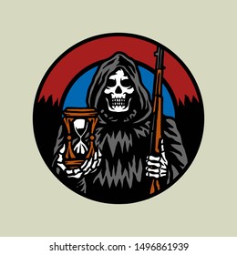 Grim reaper illustration using a hand drawing style
continued with digital coloring, this is a combination of hand drawing style and digital color
