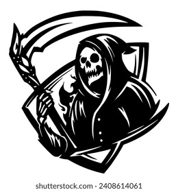 Grim Reaper Illustration Vector. Darkness Horror Mascot Logo