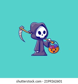 grim reaper illustration vector graphic, good for halloween icon.