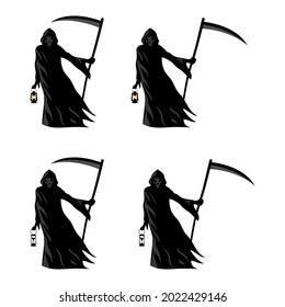 Grim Reaper Isolated On White Background Flat Illustration Vector.