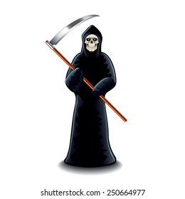 Grim reaper isolated on white photo-realistic vector illustration