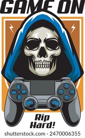 Grim Reaper Joystick Esport Gaming Logo Mascot Design Vector Illustration