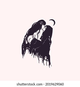 grim reaper kissing a woman tattoo idea. In love with death