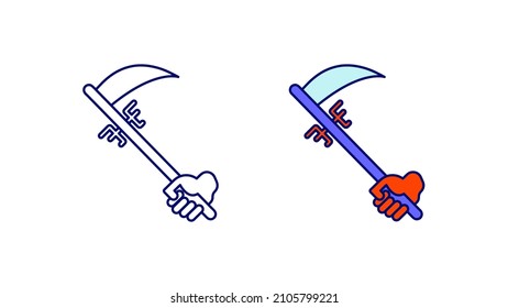 Cuchillo de paro, conjunto de iconos de espada. Juego de iconos lineales de colección especial de x-espada en mano. Descargar el vector relacionado con la herramienta de paro creativo. Conjunto de iconos lineales modificables. fondo blanco.