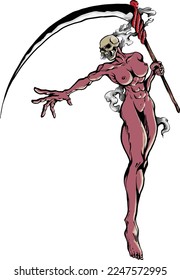 Grim Reaper lady ghost banshee tattoo unique design vectors art drawing character designs ghost ghoul devil monster designs colorful