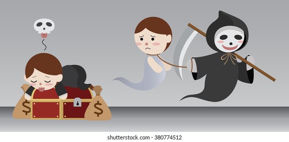 grim reaper lead rich deadman cartoon vector