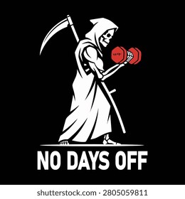 Grim Reaper Lifting Weights Vector Illustration Design