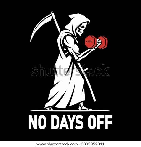 Grim Reaper Lifting Weights Vector Illustration Design