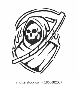 Grim reaper line drawing vector illustration. Hand drawn grim reaper vector illustration.