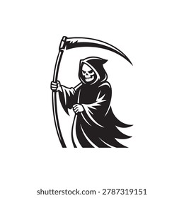 Grim Reaper Line Icon - Death Personified Halloween Symbol
