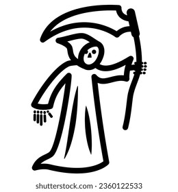 Grim Reaper line icon, Halloween concept, Death with scytheman sign on white background, grim reaper with scythe icon in outline style for mobile concept and web design. Vector graphics