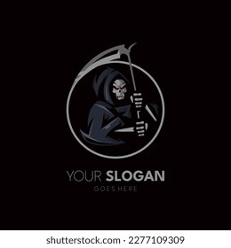 Grim Reaper Logo Design Illustration Vector