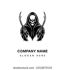 grim reaper logo hand drawn illustration