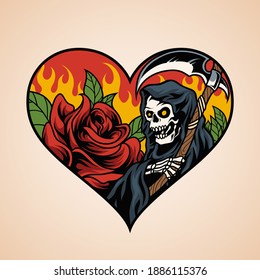 Grim reaper love vector illustration