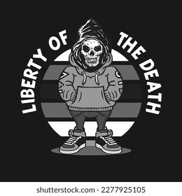 Grim Reaper Mascot Character Design in Street Wear Outfit