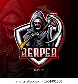 Grim reaper mascot esport logo design.