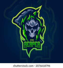 Grim Reaper Mascot Esport Logo Design. For Twitch Streamer And Badge Team