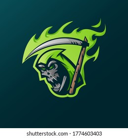 Grim reaper mascot logo design vector with modern illustration concept style for badge, emblem and t shirt printing