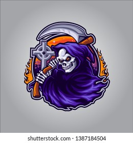 grim reaper mascot logo e-sport