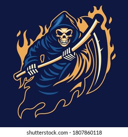 Grim Reaper Mascot With Sickle