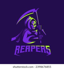 Grim reaper mascot sport logo design illustration vector