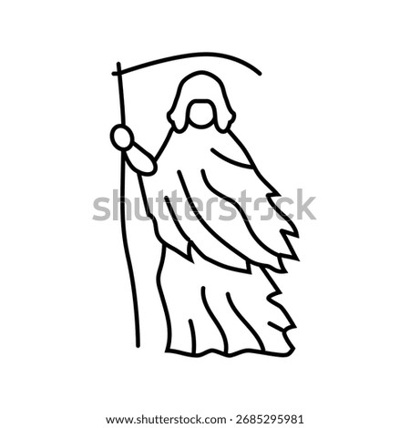 grim reaper mortality line icon vector. grim reaper mortality sign. isolated contour symbol black illustration