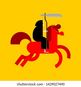 Grim Reaper on horse. Afterlife vector illustration